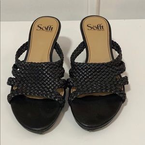Sofft black braided leather sandal